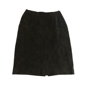 Rare Karen Okada For David Howard Vintage 80's Suede Pencil Skirt in Black